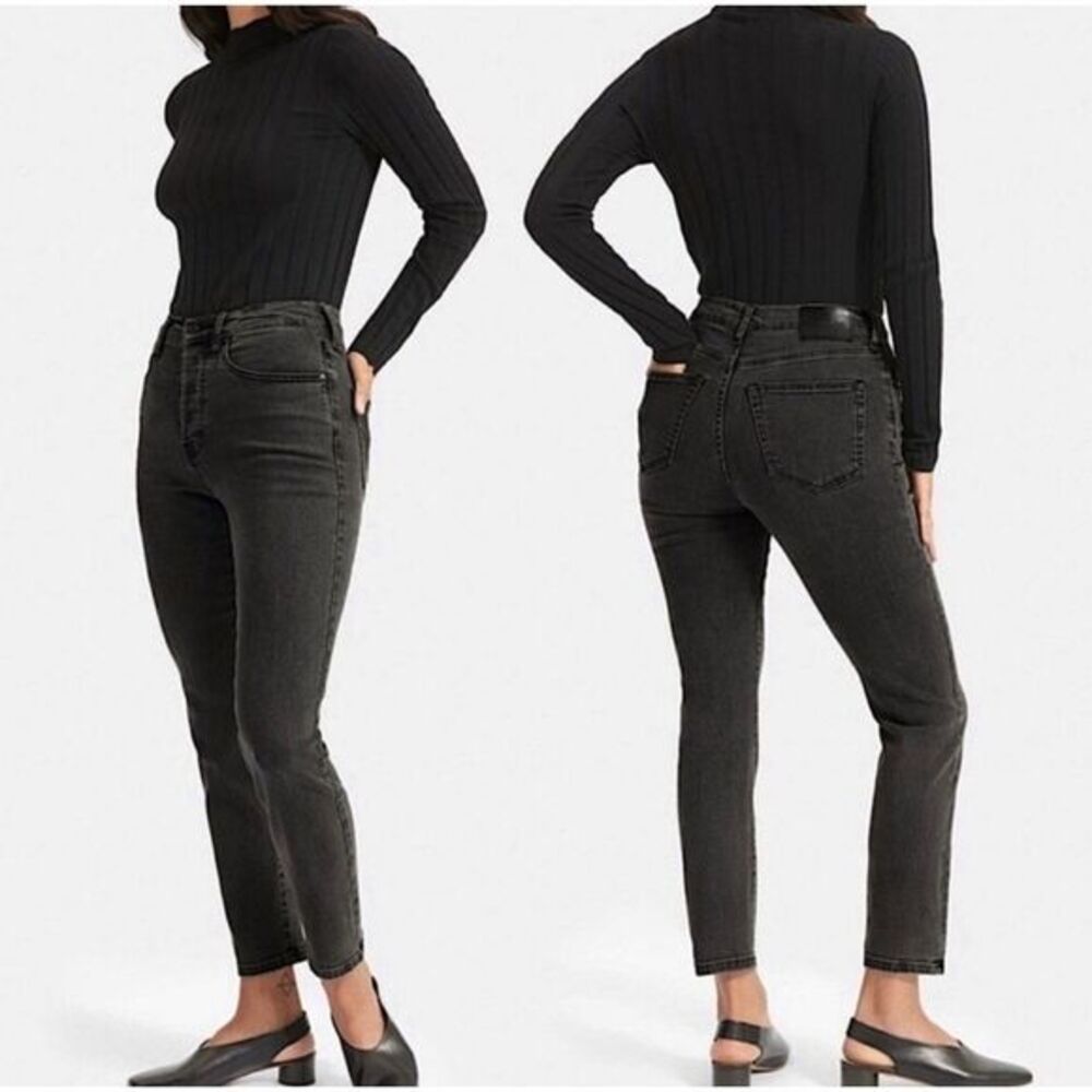 Everlane High Rise Slim Straight Jean 27 Ankle Washed Black‎